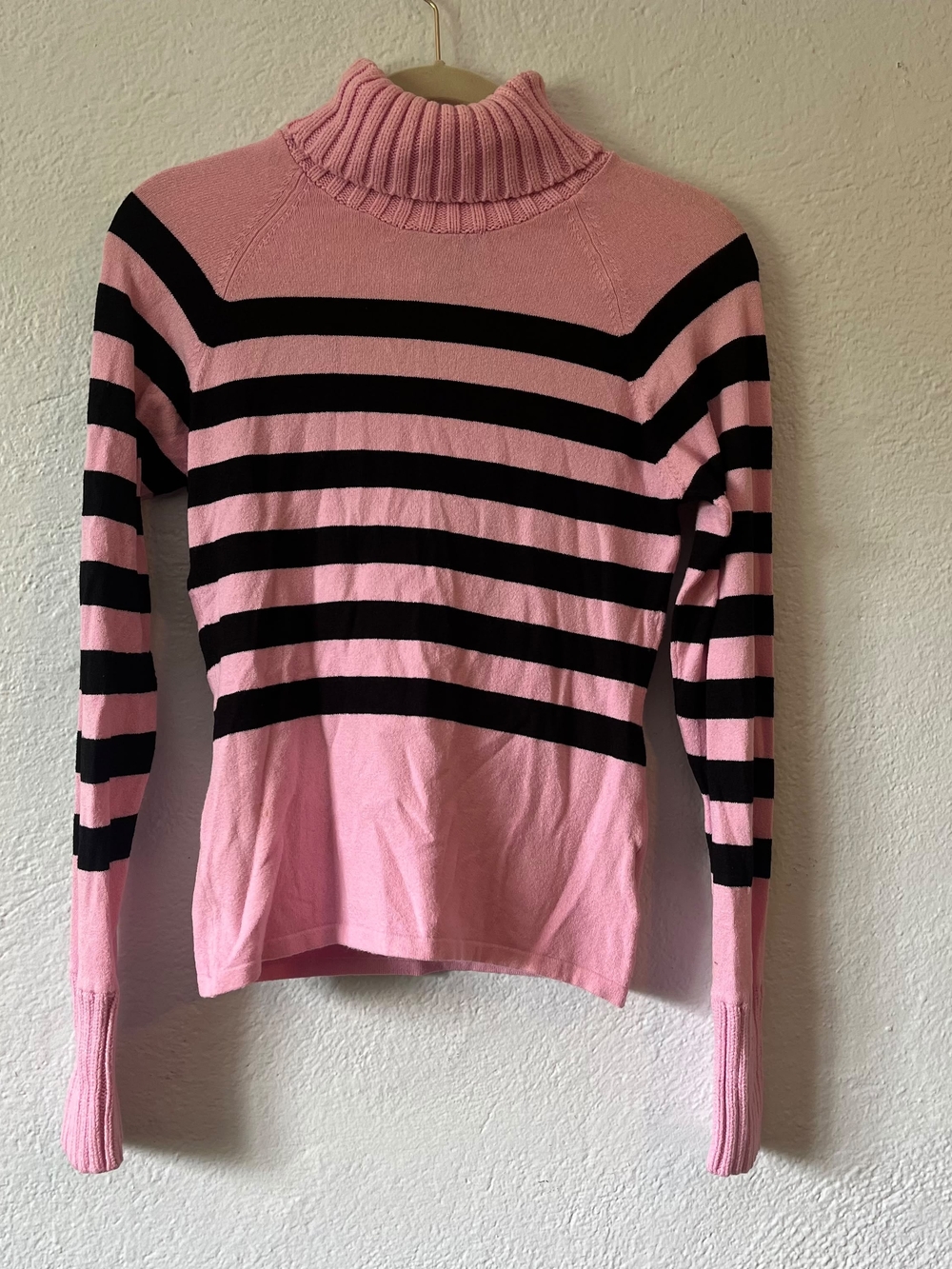 Mix It Pink and Black Striped Turtleneck Sweater